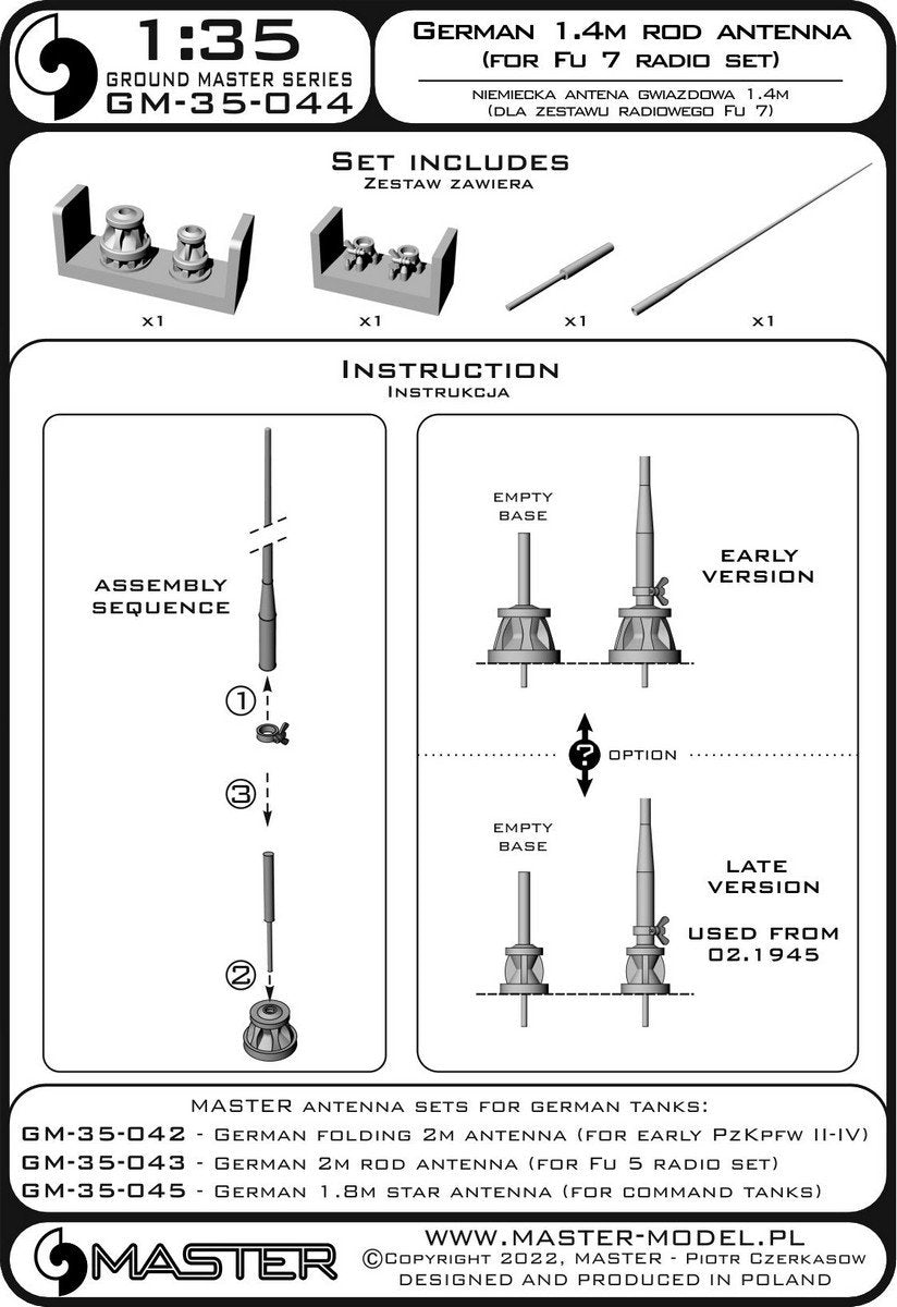 Master GM-35-044 German WWII 1,4m rod antenna (for Fu 7 radio set) (1pc) 1/35 – zdjęcie 7