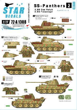 Star Decals 72-A1008 SS-Panthers (2) SS-Das Reich and 3. SS-Totenkopf. 1/72