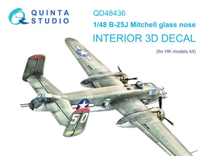 Quinta Studio QD48436 B-25J Mitchell Glass Nose 3D-Printed colored Interior on decal paper (HK models) 1/48