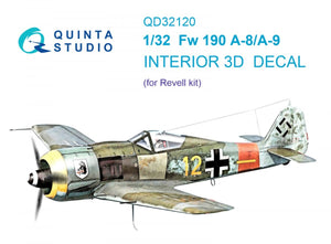 Quinta Studio QD32120 Fw 190 A-8/A-9 3D-Printed &amp;amp; colored Interior on decal paper (Revel) 1/32