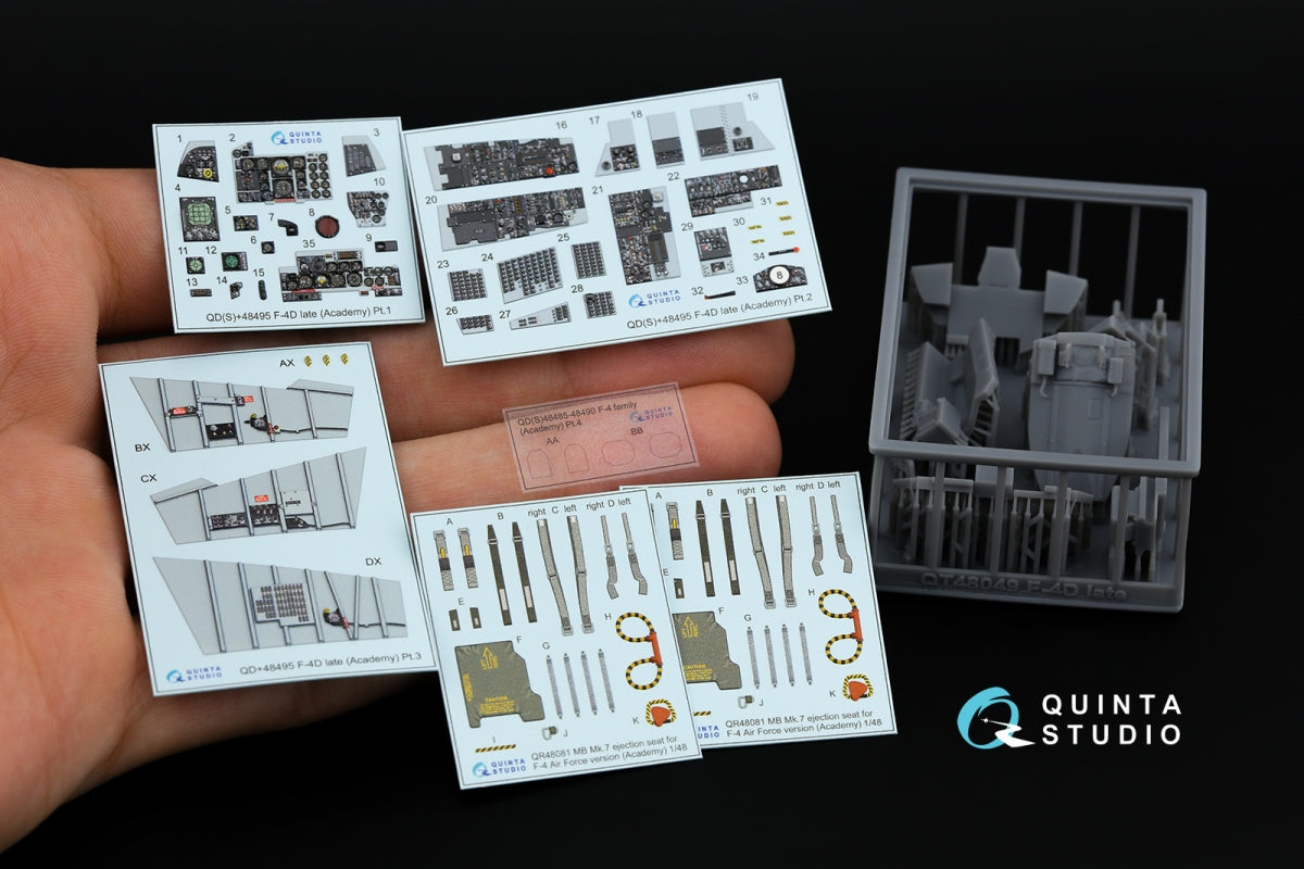 Quinta Studio QD+48495 F-4D late Phantom II 3D-Printed &amp;amp; coloured Interior on decal paper (Academy) (with 3D-printed resin parts) 1/48 – zdjęcie 2