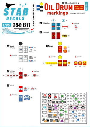 Star Decals 35-C1217 Oil Drum markings 1/35