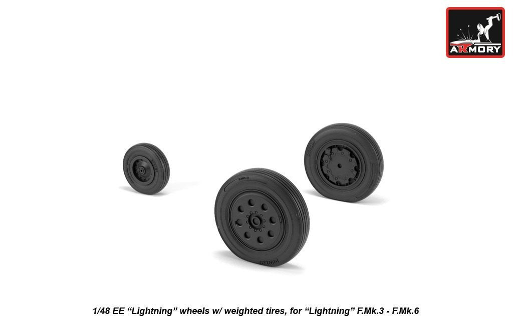 Armory Models AW48408 EE Lightning wheels w/ weighted tires, late 1/48 – zdjęcie 4