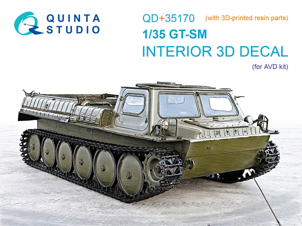 Quinta Studio QD+35170 GT-SM 3D-Printed &amp; coloured Interior on decal paper (AVD) (with 3D-printed resin parts) 1/35