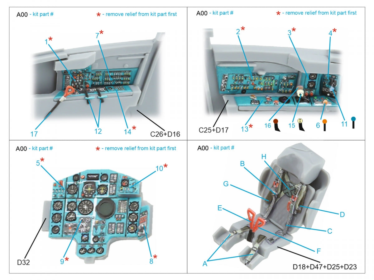 Quinta Studio QD72206 MiG-25PD 3D-Printed &amp; coloured Interior on decal paper (ICM) 1/72