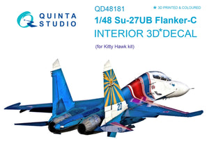 Quinta Studio QD48181 Su-27UB 3D-Printed colored Interior on decal paper (for KittyHawk kit) 1/48