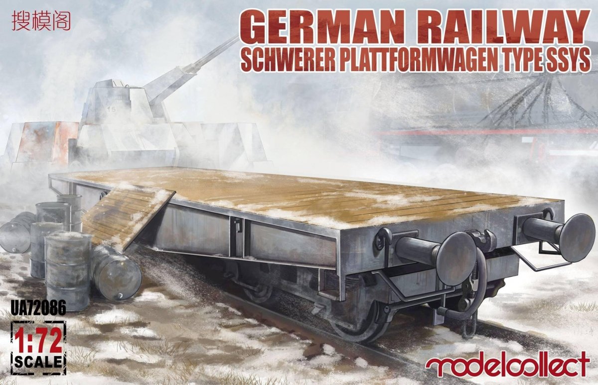 Modelcollect UA72086 German Railway Schwerer Plattformwagen Type SSys 1+1 1/72