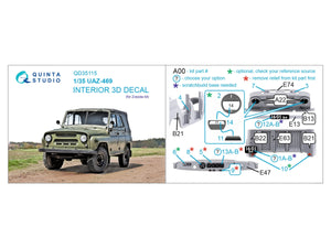 Quinta Studio QD35115 UAZ-469 3D-Printed &amp;amp; coloured Interior on decal paper (Zvezda) 1/35 – zdjęcie 2