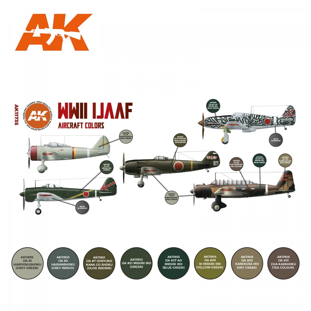 AK Interactive AK11735 WWII IJAAF AIRCRAFT COLORS 8x17 ml – image 2