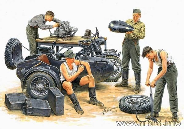 Master Box 3560 German motocycle repair team 1/35 – zdjęcie 2