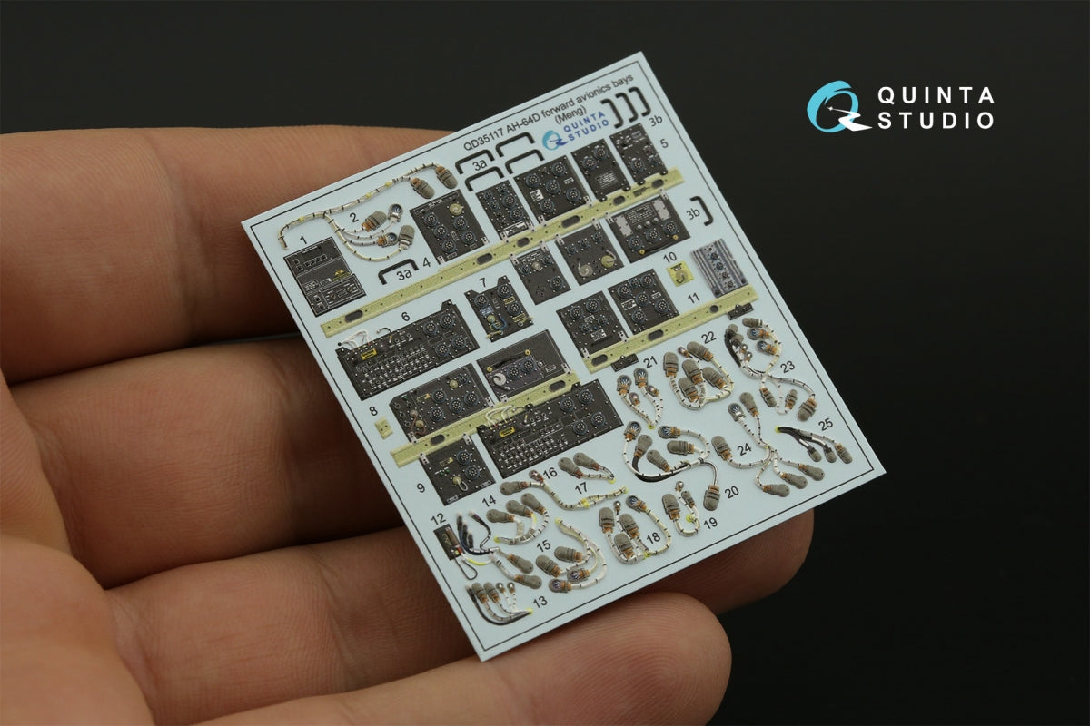 Quinta Studio QD35117 AH-64D Extended forward avionics bays 3D-Printed &amp;amp; colored Interior on decal paper (Meng) 1/35 – image 4