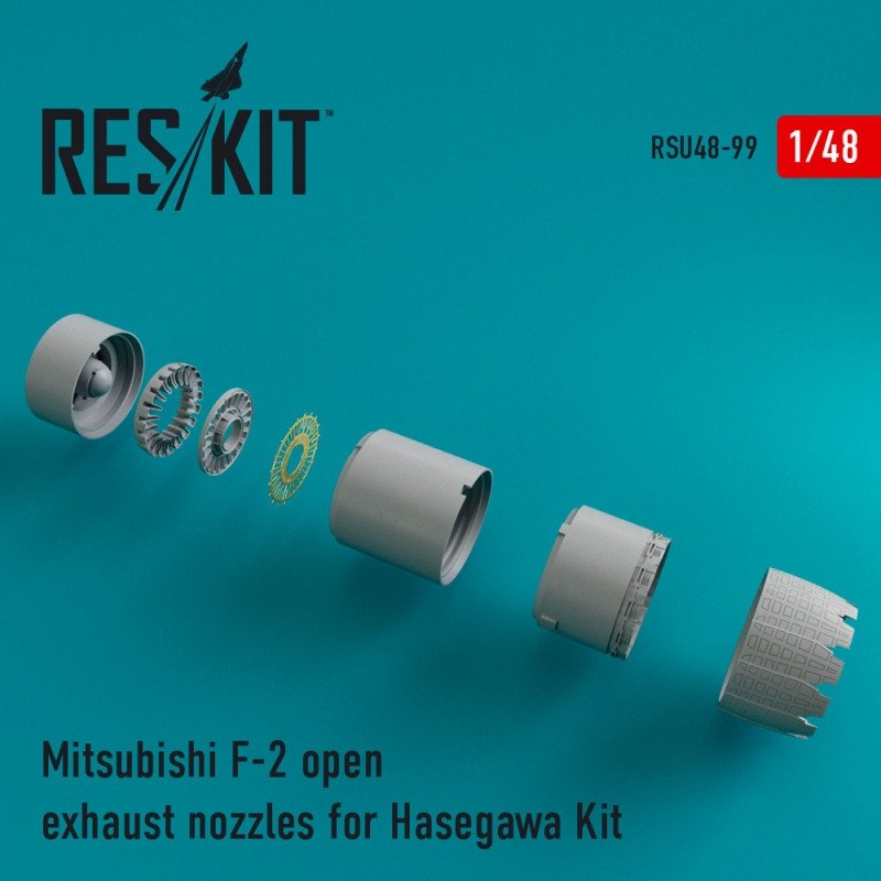 RESKIT RSU48-0099 Tuyères d'échappement ouvertes Mitsubishi F-2 pour maquette Hasegawa au 1/48