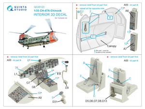 Quinta Studio QD35123 CH-47A 3D-Printed colored Interior on decal paper (Trumpeter) 1/35 – image 2