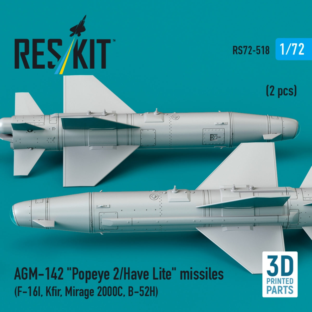 RESKIT RS72-0518 AGM-142 &amp;quot;Popeye 2/Have Lite&amp;quot; missiles (2 pcs) (3D Printed) 1/72 – zdjęcie 3
