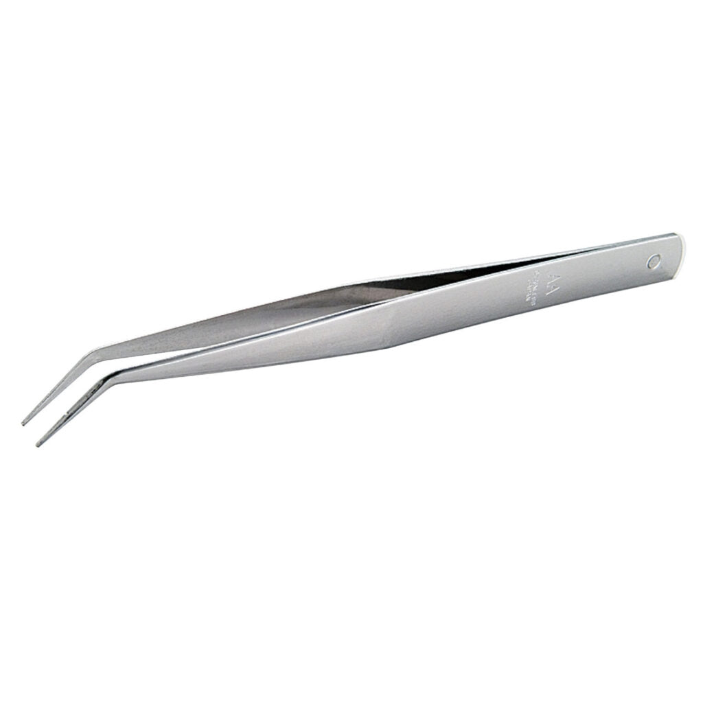 Mineshima F-8 AA bent tip tweezers 150mm
