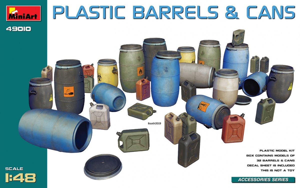 MiniArt 49010 PLASTIC BARRELS &amp;amp; CANS 1/48
