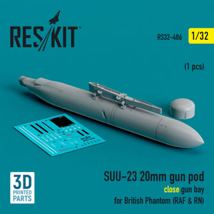 RESKIT RS32-0486 SUU-23 20mm gun pod (close gun bay) for British Phantom (RAF &amp;amp; RN) (1 pcs) (3D Printed) 1/32 – image 2