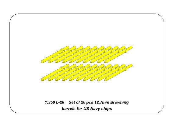 Aber 350L-26 Set of 20 pcs 12,7 mm (0.5in) Browning barrels for US Navy ships 1/350 – Bild 4