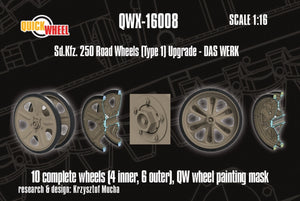 Quick Wheel QWX-16008 Sd.Kfz. 250 - Wheels Road Tread (Type 1 / for Das Werk Kits) 1/16