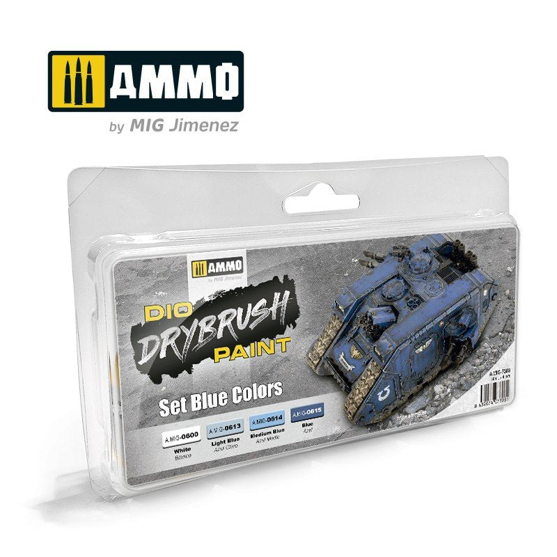 Ammo of Mig 7303 DRYBRUSH Set Blue Colors 4x40ml
