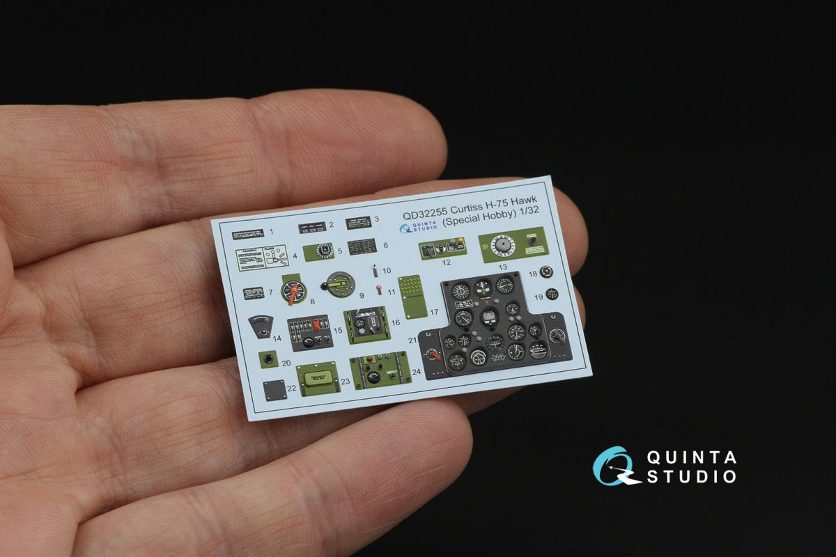 Quinta Studio QD32255 Curtiss H-75 Hawk 3D-Printed &amp;amp; coloured Interior on decal paper (Special Hobby) 1/32 – zdjęcie 6