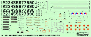 ModelMaker Decals D48163 Netherlands F-16 Insignia&amp;#39;s &amp;amp; stencils Generic set 1/48 – zdjęcie 3