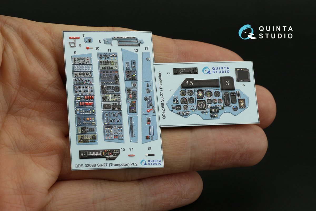 Intérieur imprimé en 3D et coloré sur papier décalcomanie Quinta Studio QDS-32088 Su-27 (Trumpeter) (petite version) 1/32 – image 8