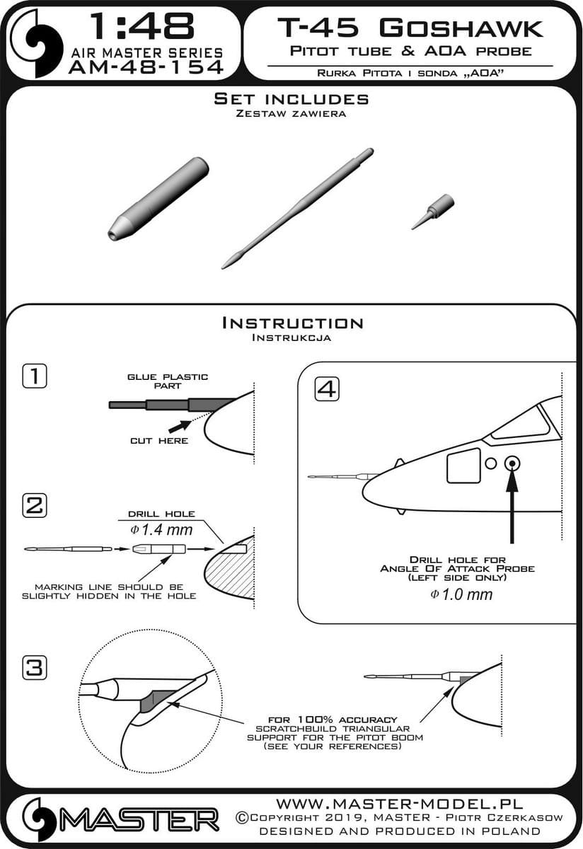 Master AM-48-154 T-45 Goshawk - Rurka Pitota oraz sonda Angle Of Attack 1/48 – zdjęcie 4