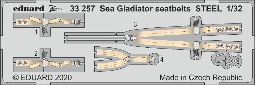 Ceintures de sécurité Eduard 33257 Sea Gladiator en acier, échelle 1/32 ICM