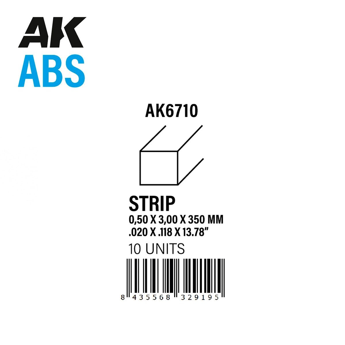 AK Interactive AK6710 STRIPS 0.50 X 3.00 X 350MM – ABS STRIP – 10 UNITS PER BAG – zdjęcie 2