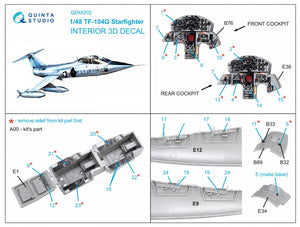 Quinta Studio QD48202 TF-104G 3D-Printed coloured Interior on decal paper (Kinetic) 1/48 – zdjęcie 2