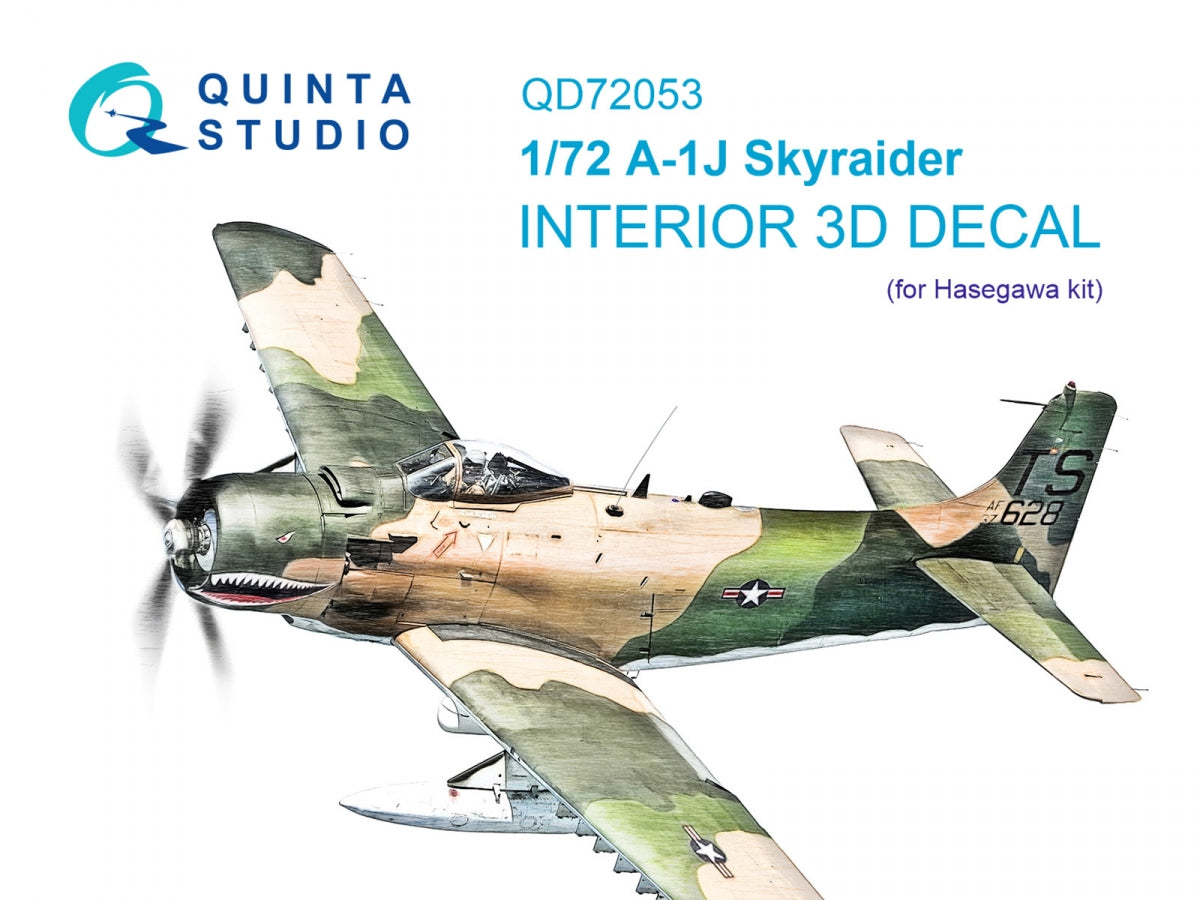 Quinta Studio QD72053 A-1J 3D-Printed &amp;amp; coloured Interior on decal paper (Hasegawa) 1/72