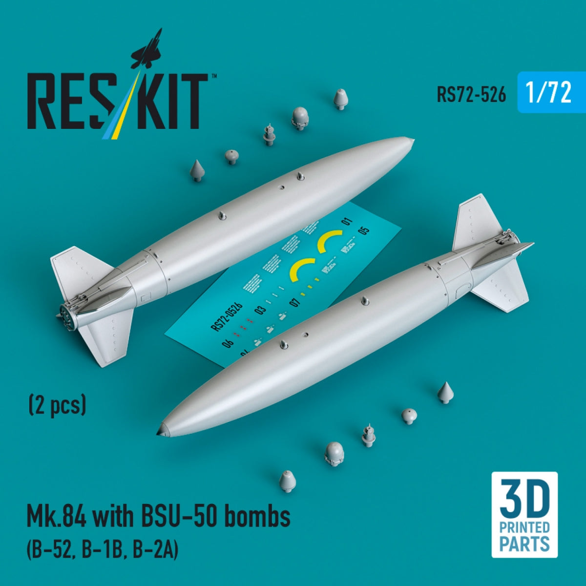RESKIT RS72-0526 Mk.84 with BSU-50 bombs (2 pcs) (3D Printed) 1/72