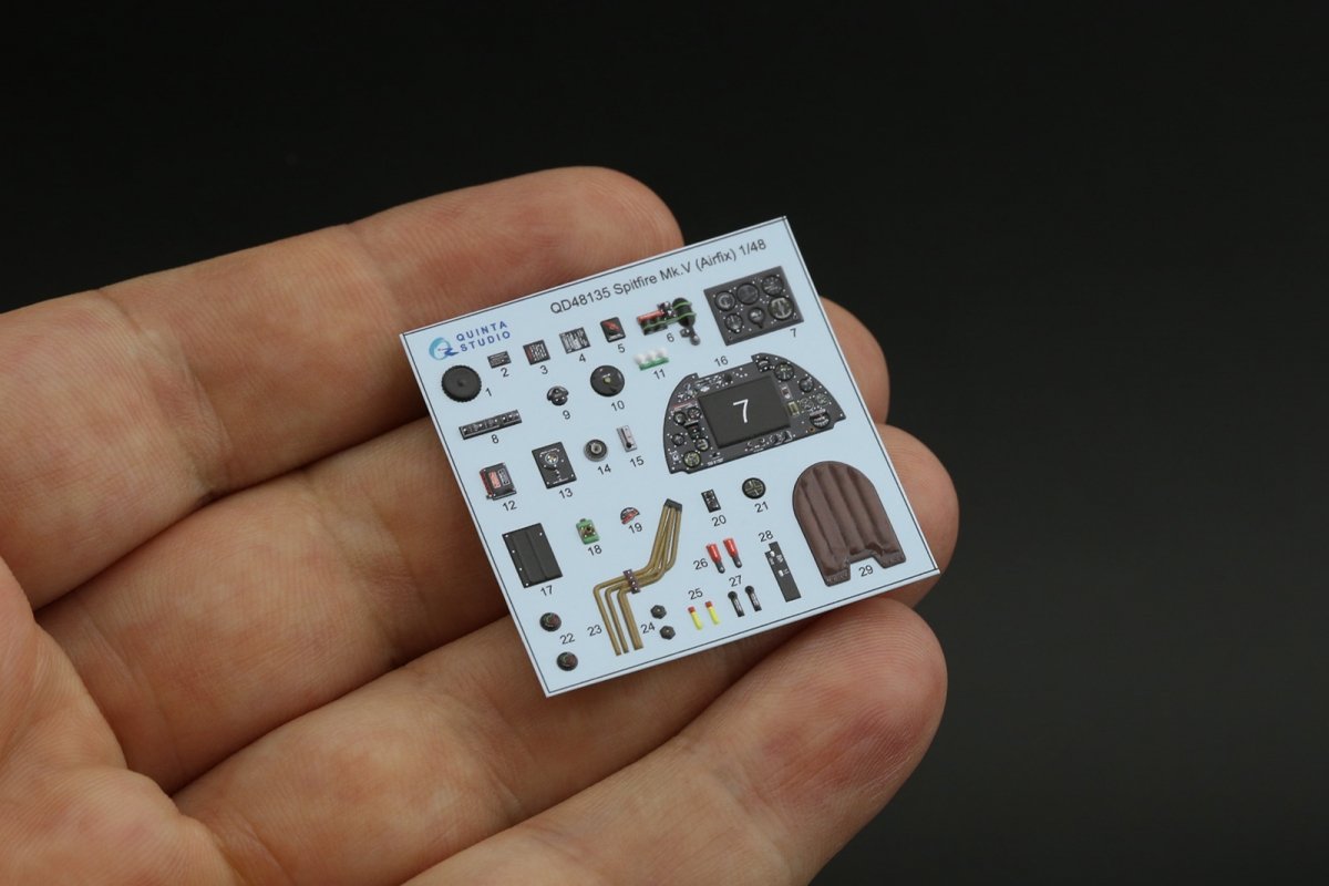 Quinta Studio QD48135 Spitfire Mk.V 3D-Printed &amp;amp; coloured Interior on decal paper (Airfix) 1/48 – immagine 3