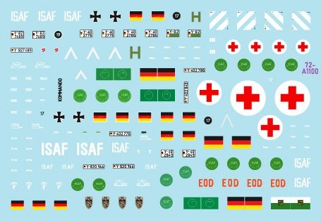 Star Decals 72-A1100 ISAF-Afghanistan # 1. GECON - Peacekeepers from Germany. Wiesel I MK 20, Fuchs APC, Fuchs NBC, Fuchs Sanität vehicle. 1/72 – zdjęcie 2
