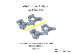 E.T. Model P35-400 WWII German Pz.Kpfw.I Workable Track (3D Printed) For DRAGON/HOBBYBOSS/TAKOM Kit 1/35
