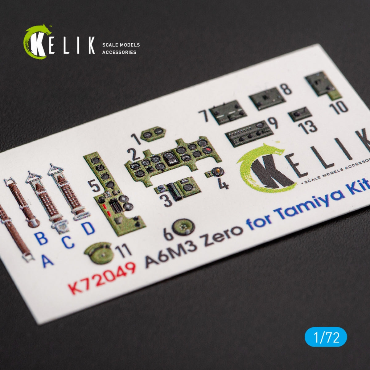 KELIK K72049 A6M3 ZERO - INTERIOR 3D DECALS FOR TAMIYA KIT 1/72