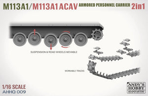 Andy&amp;#39;s Hobby Headquarters AHHQ-009 M113A1 / M113A1 ACAV 2 in 1 Kit 1/16 – zdjęcie 4