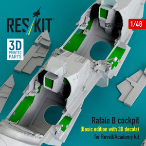 RESKIT RSU48-0291 Rafale B cockpit (Basic edition with 3D decals) for Revell/Academy kit (3D Printed) 1/48