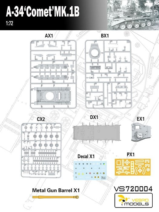 Vespid Models VS720004 A-34 Comet MK.1B 1/72 – image 4