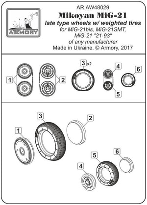 Armory Models AW48029 Mikoyan MiG-21 Fishbed wheels w/ weighted tires, late production 1/48 – image 2