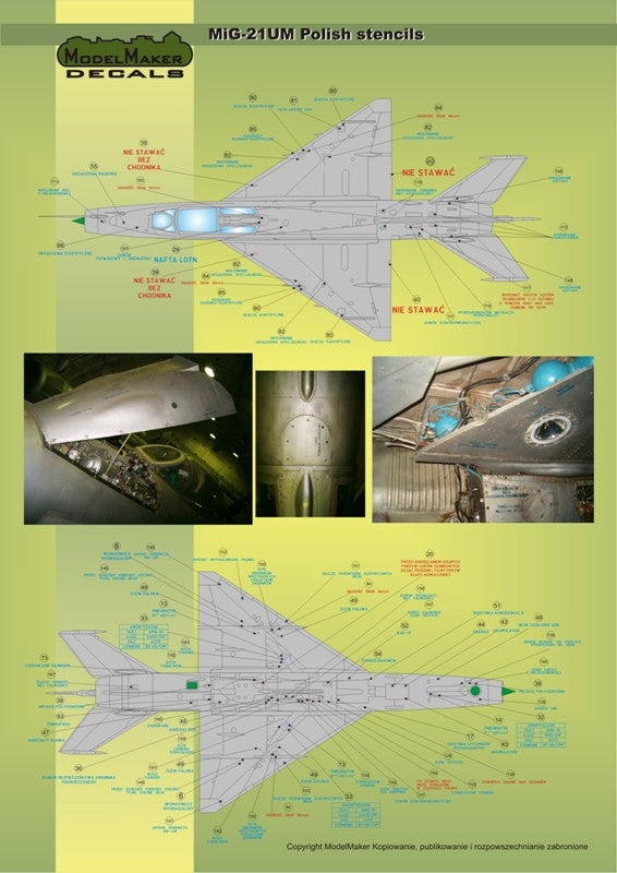 ModelMaker Decals D48020 MiG-21PFM/M/MF/bis/UM Polish stencils 1/48 – zdjęcie 5