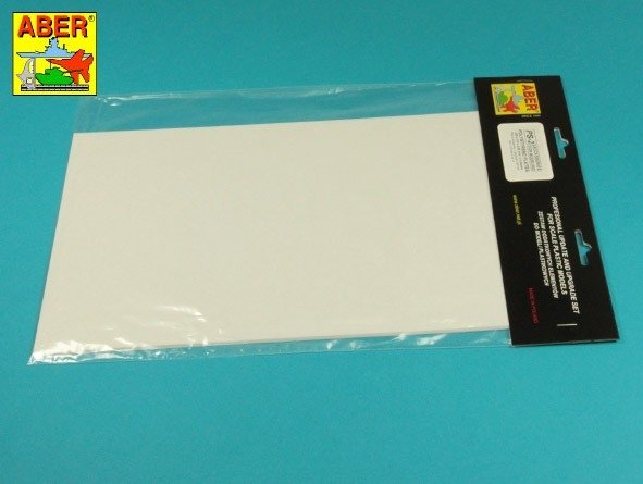 Aber PS-2 Płyty z białego polistyrenu 195 x 315 x 0,50 po 4 szt. / Polystyrene plates 195 x 315 x 0,50 mm x 4 pcs.