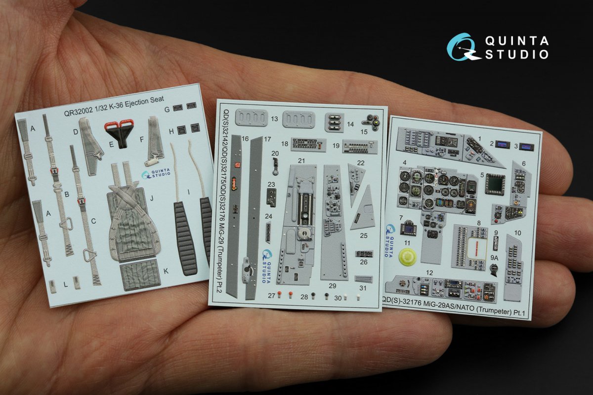 Quinta Studio QD32176 MiG-29A NATO service 3D-Printed &amp;amp; coloured Interior on decal paper (Trumpeter) 1/32 – zdjęcie 2