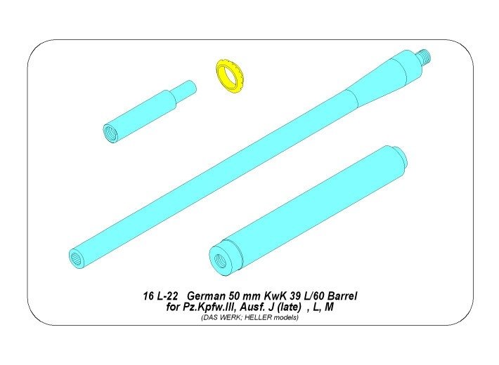 Aber 16L-22 German barrel 50mm KwK 39 L/60 forPz.Kpfw.IIIAusf.J (late), L, M 1/16 – zdjęcie 4
