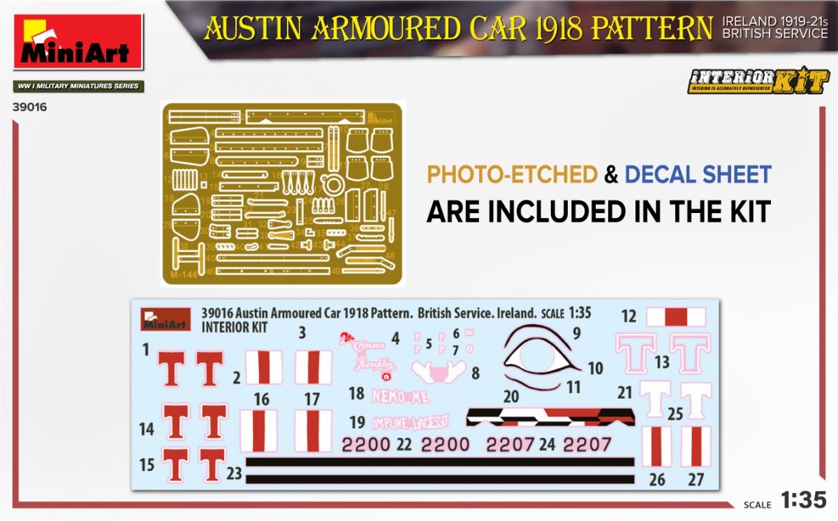 MiniArt 39016 AUSTIN ARMOURED CAR 1918 PATTERN. IRELAND 1919-21. BRITISH SERVICE. INTERIOR KIT 1/35 – zdjęcie 3