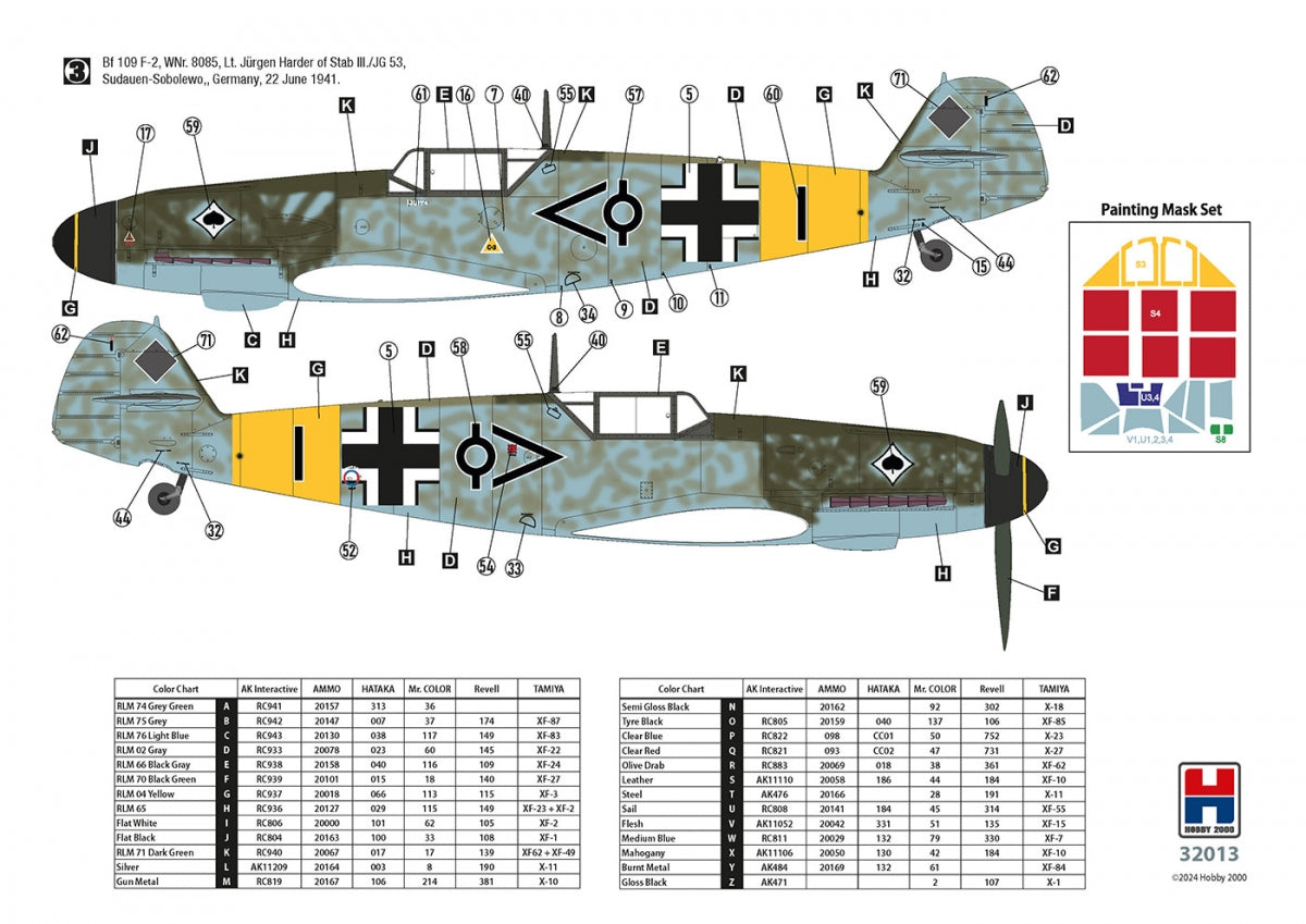Hobby 2000 32013 Bf 109 F-2 Eastern Front (HASEGAWA + CARTOGRAF + MASKI + METAL PARTS) 1/32 – immagine 2