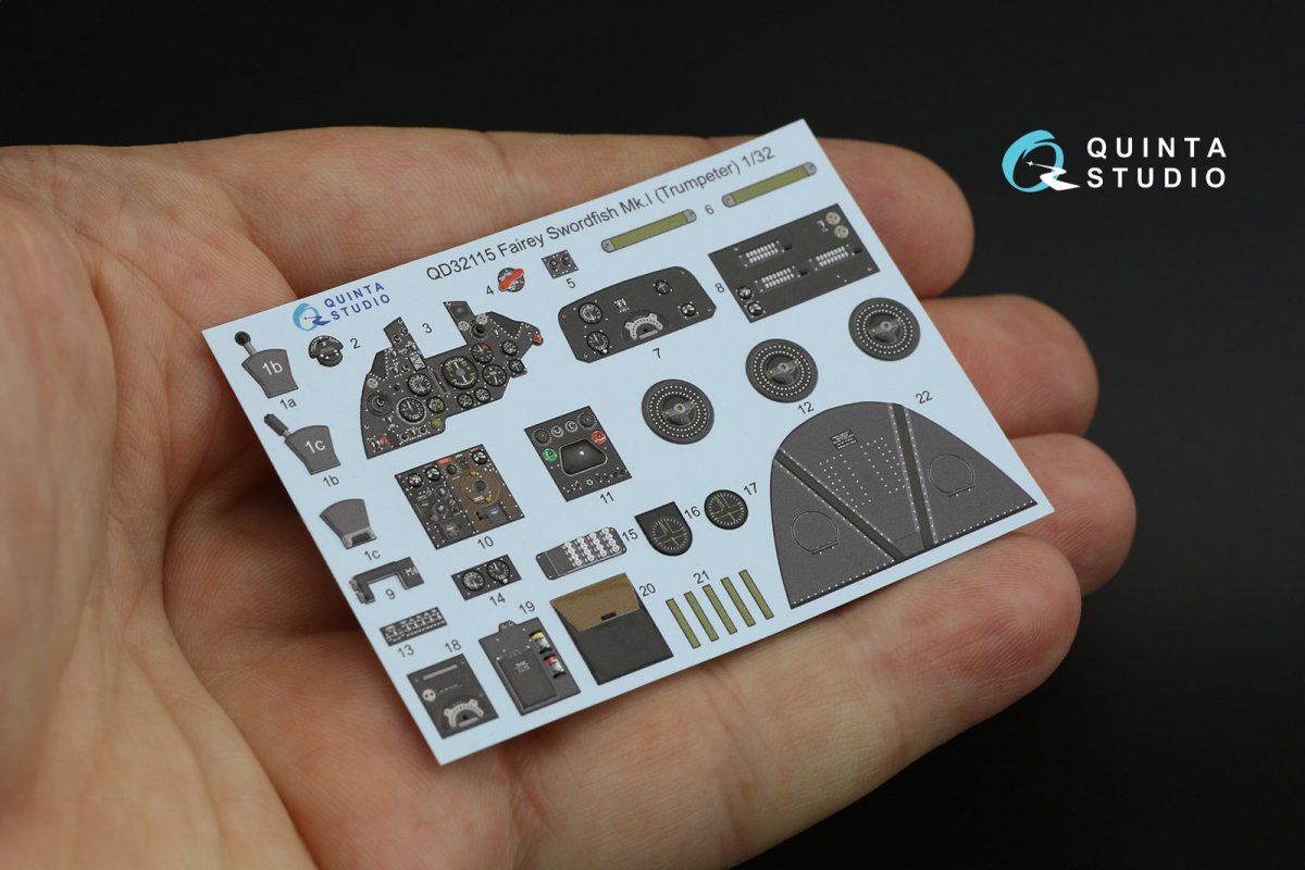 Quinta Studio QD32115 Fairey Swordfish Mk.I 3D-Printed &amp;amp; coloured Interior on decal paper (Trumpeter) 1/32 – zdjęcie 3