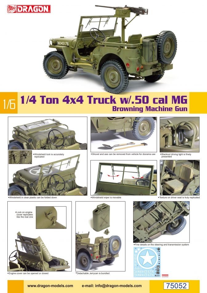 Dragon 75052 1/4 Ton 4x4 Truck w/.50 cal MG 1/6 – zdjęcie 4