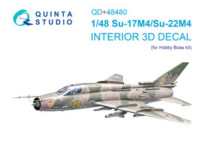Quinta Studio QD+48480 Su-17M4/Su-22M4 3D-Printed &amp;amp; coloured Interior on decal paper (Hobby Boss) (with 3D-printed resin parts) 1/48